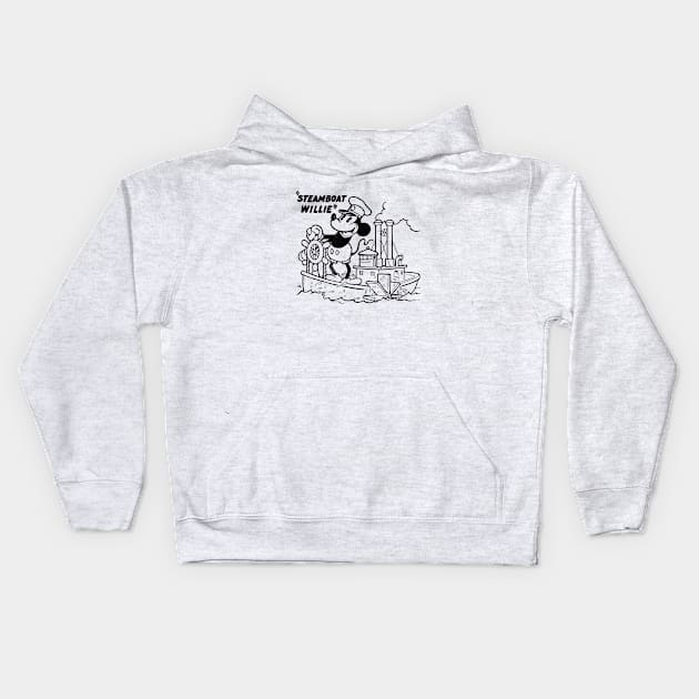 Steamboat Willie Vintage Kids Hoodie by MEWRCH